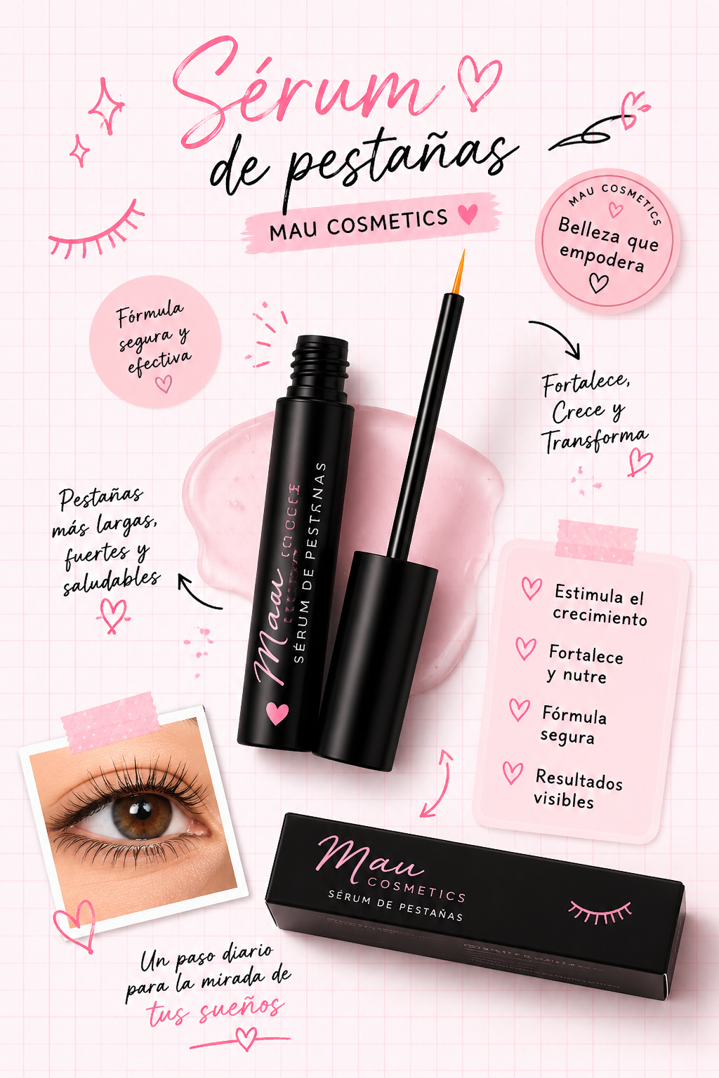 Serum natural para estimular el crecimiento de tus pestañas y la cejas